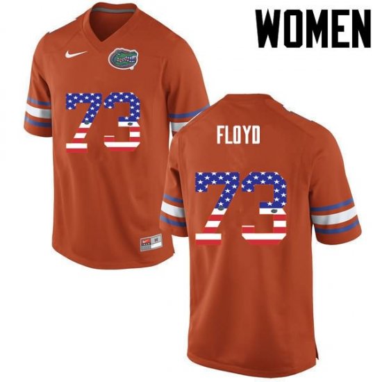 Women's Florida Gators #73 Sharrif Floyd NCAA Nike Orange USA Flag Fashion Authentic Stitched College Football Jersey CPA1362FF